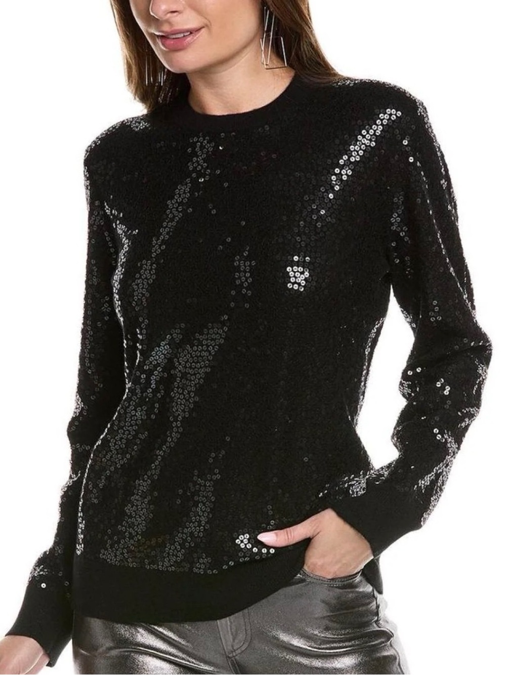 Michael Kors Black Sequin Crewneck Sweater